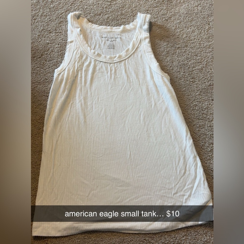 American Eagle Outfitters White Ribbed Sleeveless Tank Top